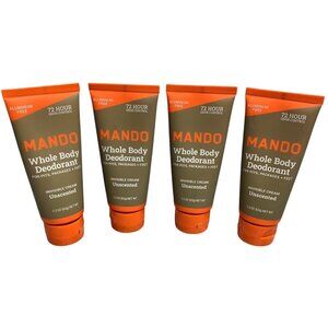 4 Mando Whole Body Deodorant Unscented Invisible Cream 2.2 Oz 72-Hour Control